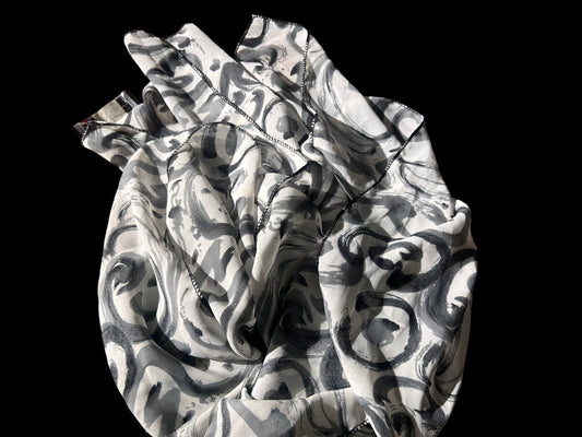 Grey Patterned Silk HeadScarf