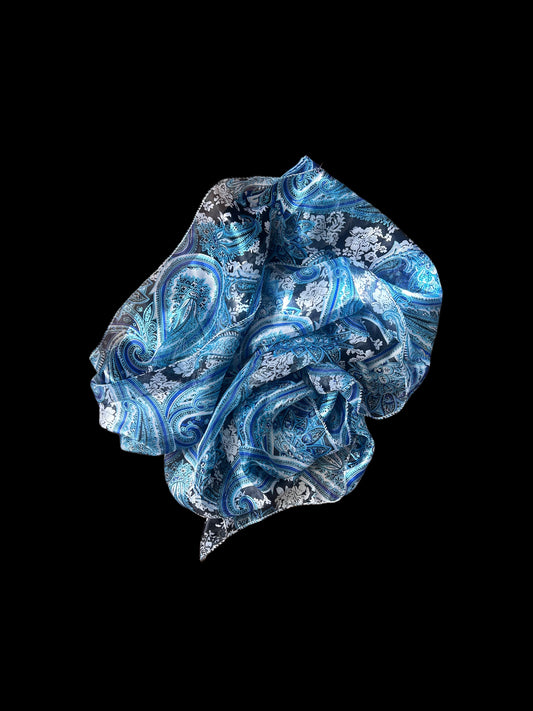 Blue Paisley Silk Scarf